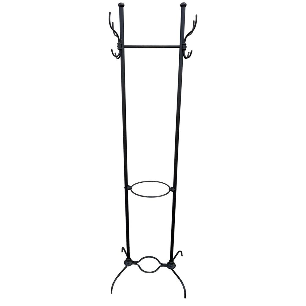 🪞 1920s Antique Japanned Copper Coat Rack Stand Hall Tree Black Metal Victorian